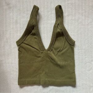 Olive Ribbed Knit Women's Top